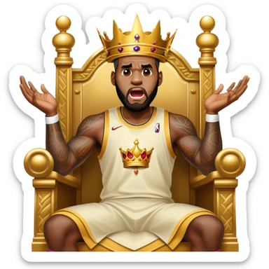 LeBron James on a throne yelling to his royal city sticker