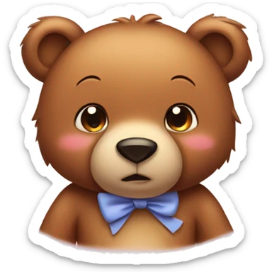 Bear shy with bow on one ear and blushing sticker