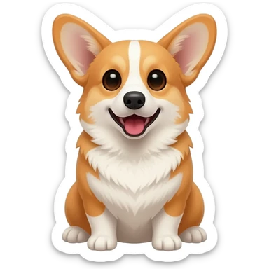 The corgi sits frontally with its mouth open. sticker