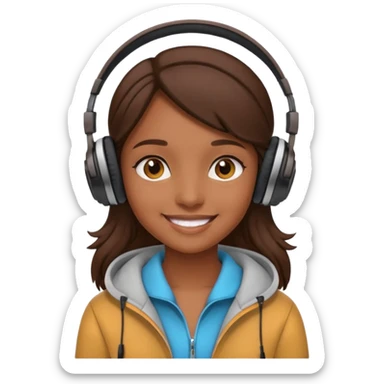 Muchacha morena con audífonos sticker
