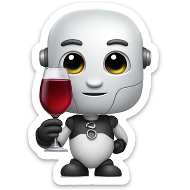 cute chatbot holding a glass of wine sticker