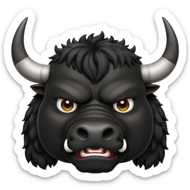 Emoji angry powerful black bull steaming from nose sticker