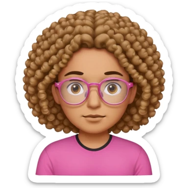 mexican curly hair pink shirt thats starking them and glasses sticker