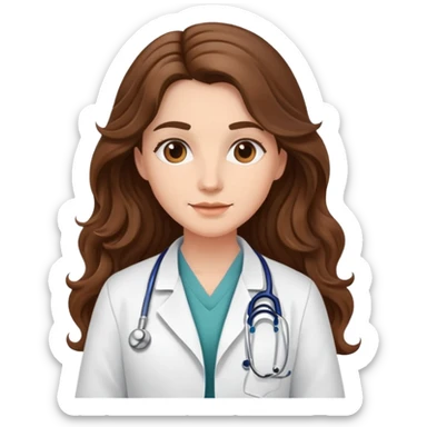 Doctor with long brown wavy hair sticker