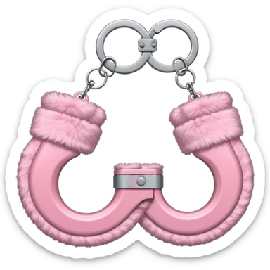 Fluffy pink handcuffs sticker