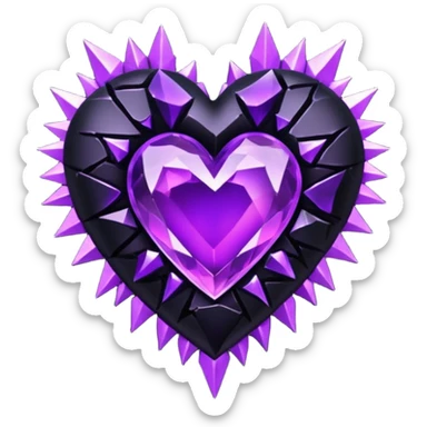 goth heart with purple crystal shards sticker