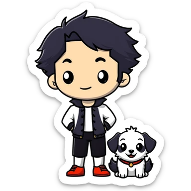 Carlos from Descendants, son of Cruella de Vil, white and black hair, freckles sticker