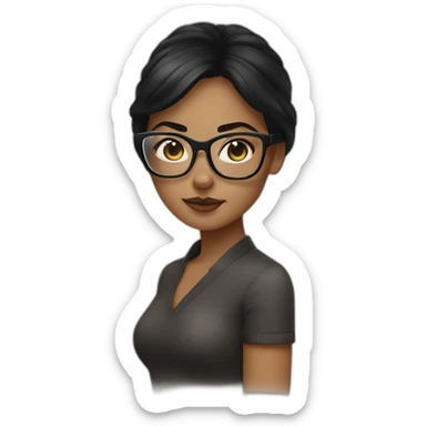 Brow girl with black hair and cat eye specs hour glass figure  sticker