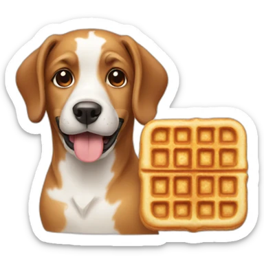 a dog with a waffle sticker