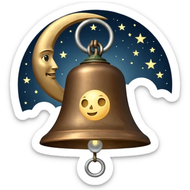 the midnight bell with moon at the back sticker