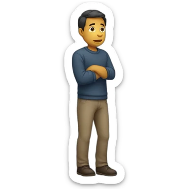 a man wondering holding his chin full body sticker