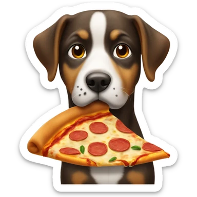 Hund mit Schal Der eine Pizza ist sticker