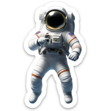 Astronaut floating far from the camera in the space full of stars sticker