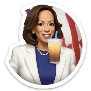 Kamala Harris drinking boba sticker