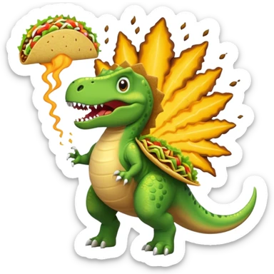 Dinosaur farting out a explosion with a taco  sticker