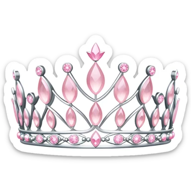 pale pink tiara sparkly silver sticker