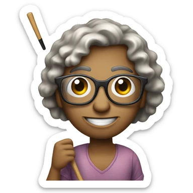 invidente con baston y lentes tocando el piso con el baston sticker