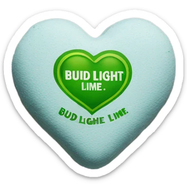 One of those chalky candy heart that reads Bud Light Lime sticker