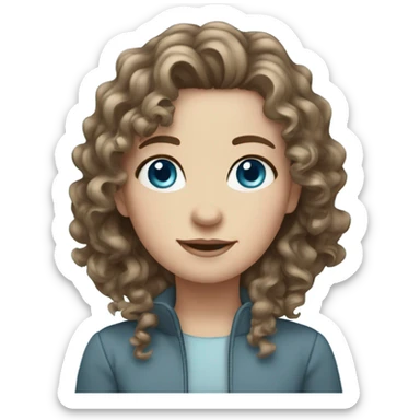 white girl with curly wavy brown hair and ice blue eyes sticker