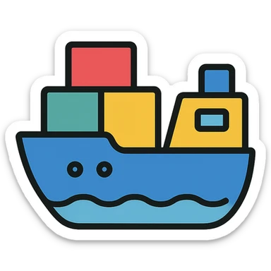 ship icon with color outline sticker