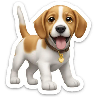 A baby boy riding a golden retriever and a beagle  sticker