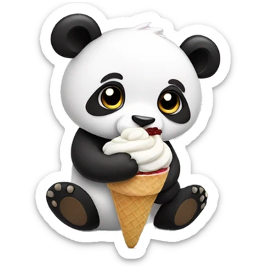 Panda eating ice cream sticker