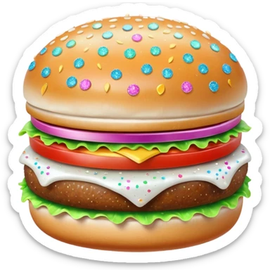 glitter white hamburguer sticker