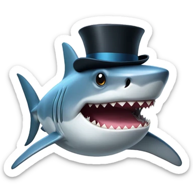 Shark with a top hat sticker