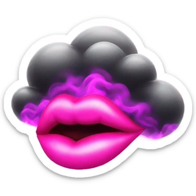 Neon pink lips smoke and release smoke sticker