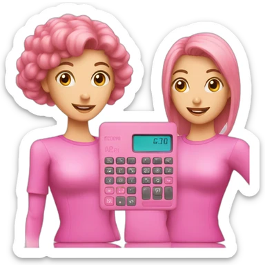 pink calculator and women  sticker