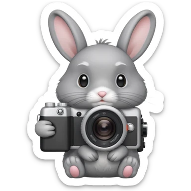 gray rabbit white camera sticker