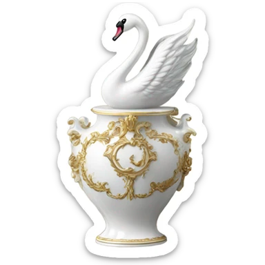 Rococo elegant swan vase sticker