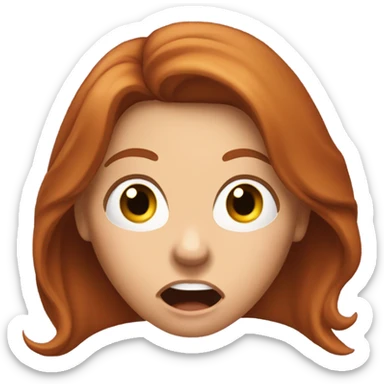 Woman long auburn hair with jaw open like omg sticker