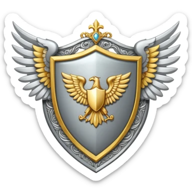 holy emblem with silver wings and shield in the middle sticker