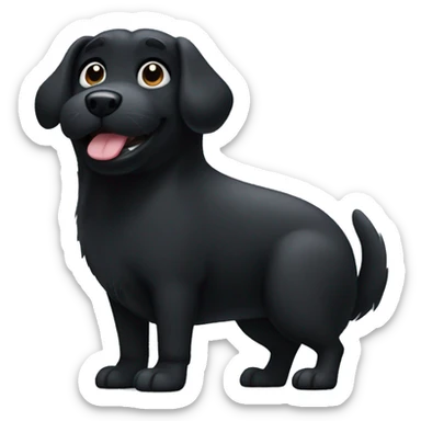 A black dog thats very chubby and has a tiny tail sticker