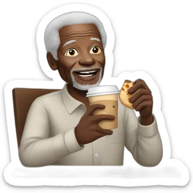Kofi Annan Drinking coffee eating naan bread sticker