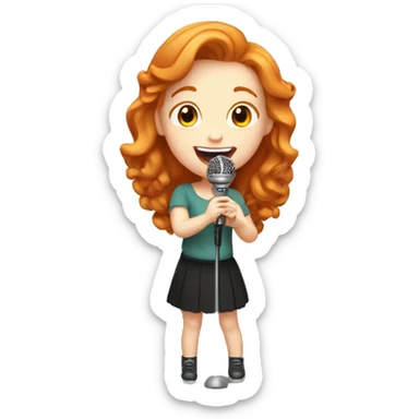pretty GINGER girl singing holding mic sticker