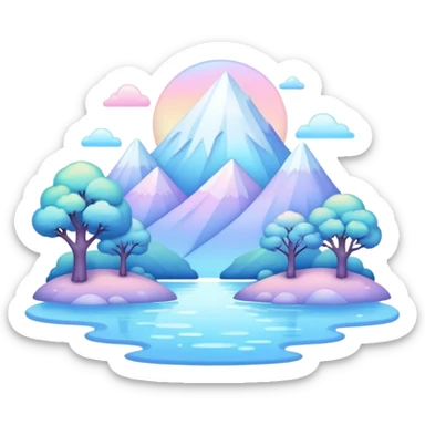 Cute Kawaii Pastels Iridescent Blue Pale Aesthetic Scenery Deco sticker