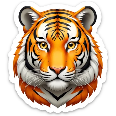 cinematic- noble-tiger-realistic-full-body-standing-emoji,-massive-striped-frame-exuding-power-and-grace,-bold-orange-fur-with-thick-black-stripes,-head-tilted-dramatically,-piercing-yellow-eyes-focused-intensely,-simplified-yet-realistic-focused-features,-highly-detailed,-glowing-with-an-almost-sarcastic-glow expressive eyes sticker