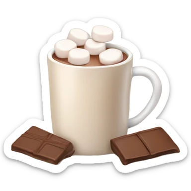 Light beige mug of hot chocolate with marshmallows  sticker