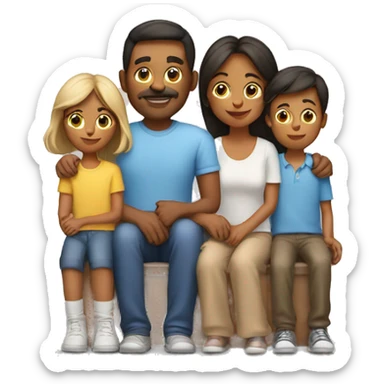 Family with mom and dad with two boys sticker