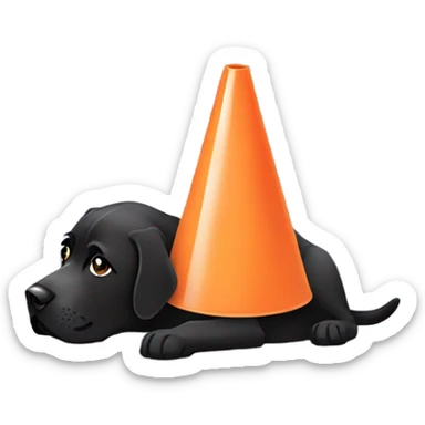 black lab dog wearing a cone  sticker