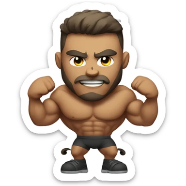 Man cat with huge muscles being a buff man sticker