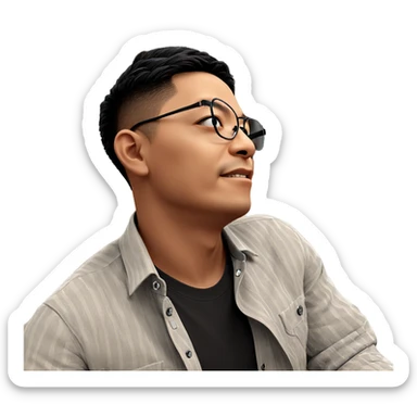 casual indoor portrait of a boy sticker