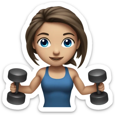 Realistic brunette girl with bright blue eyes lifting weights sticker