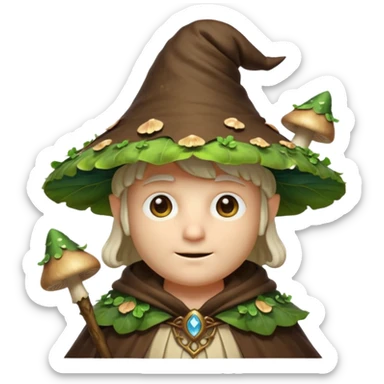 mushroom wizard portrait, head and shoulders only, glowing spores, leafy cloak collar, magical eyes, cute fantasy style, 3D cartoon, mobile game icon style, clean background, no text, no watermark

 sticker