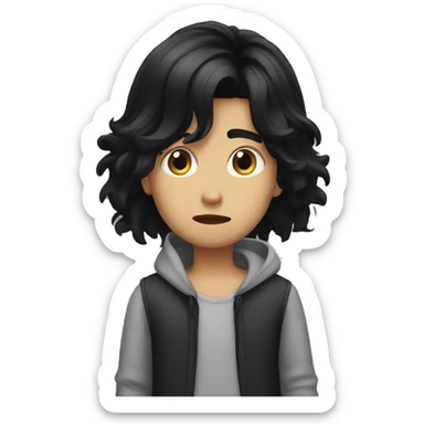 long black hair boy attitude  sticker