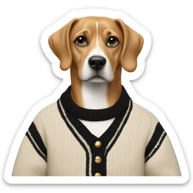 Dog wearing a Chanel sweater  sticker