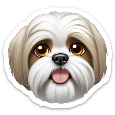 Happy Shih Tzu with orange ear, white rest and white hair near the eyes. sticker
