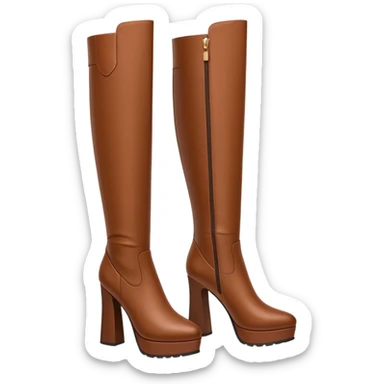 brown y2k heeled knee high boots sticker